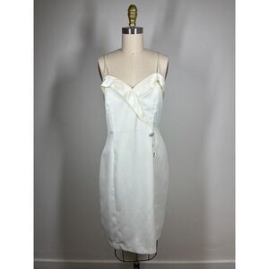 Vintage 90s Ivory Cream Cocktail Dress Jr 9-10 Quiet Luxury Party Evening Formal